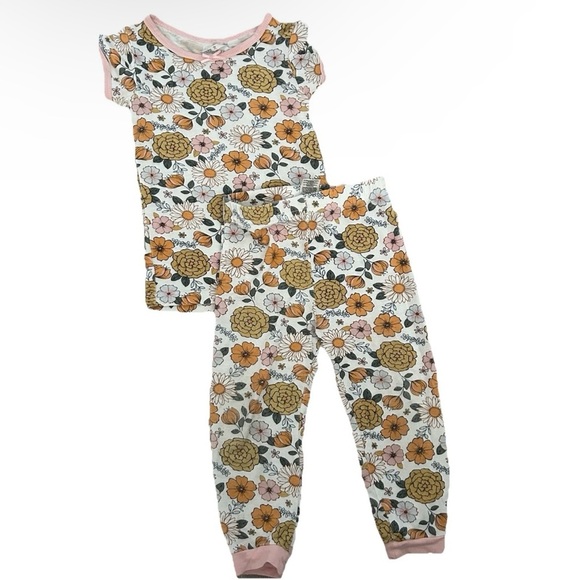 Milkberry Baby Girl 2 Piece Bamboo Pajama Set Size 12 Months Short Sleeve - Picture 3 of 8